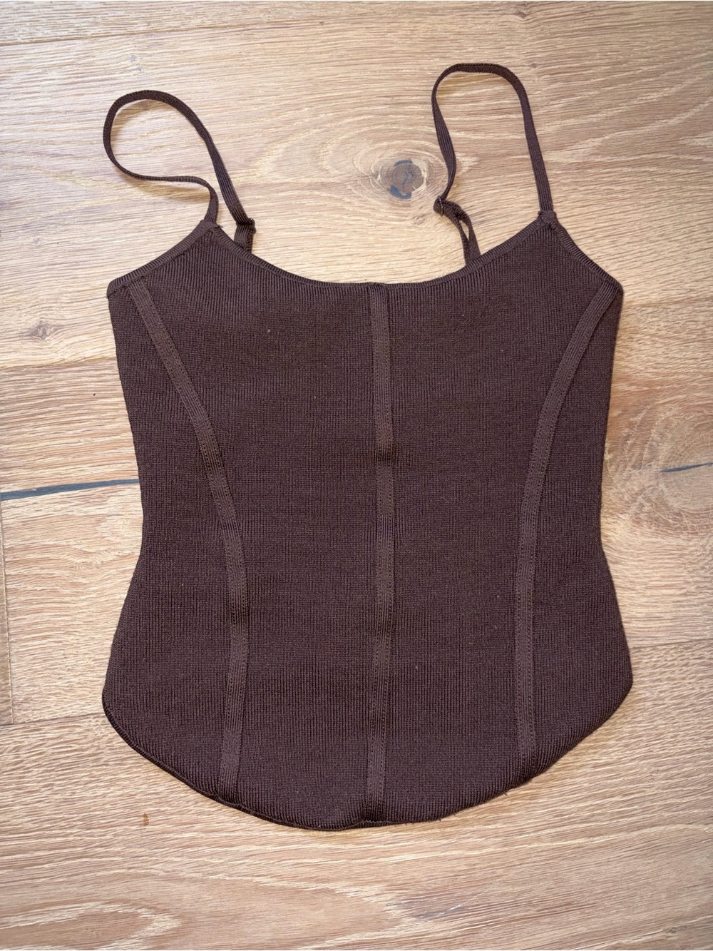 aritizia babaton sculpt knit brown tank top 2xs